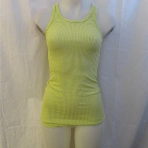 STEFANO MORTARI GREEN RIBBED ,STRETCH TANK TOP  M - Picture 1 of 4